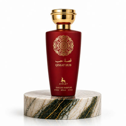 Prezentare Qissat Hub Red - Parfum Oriental Dama 100 ml