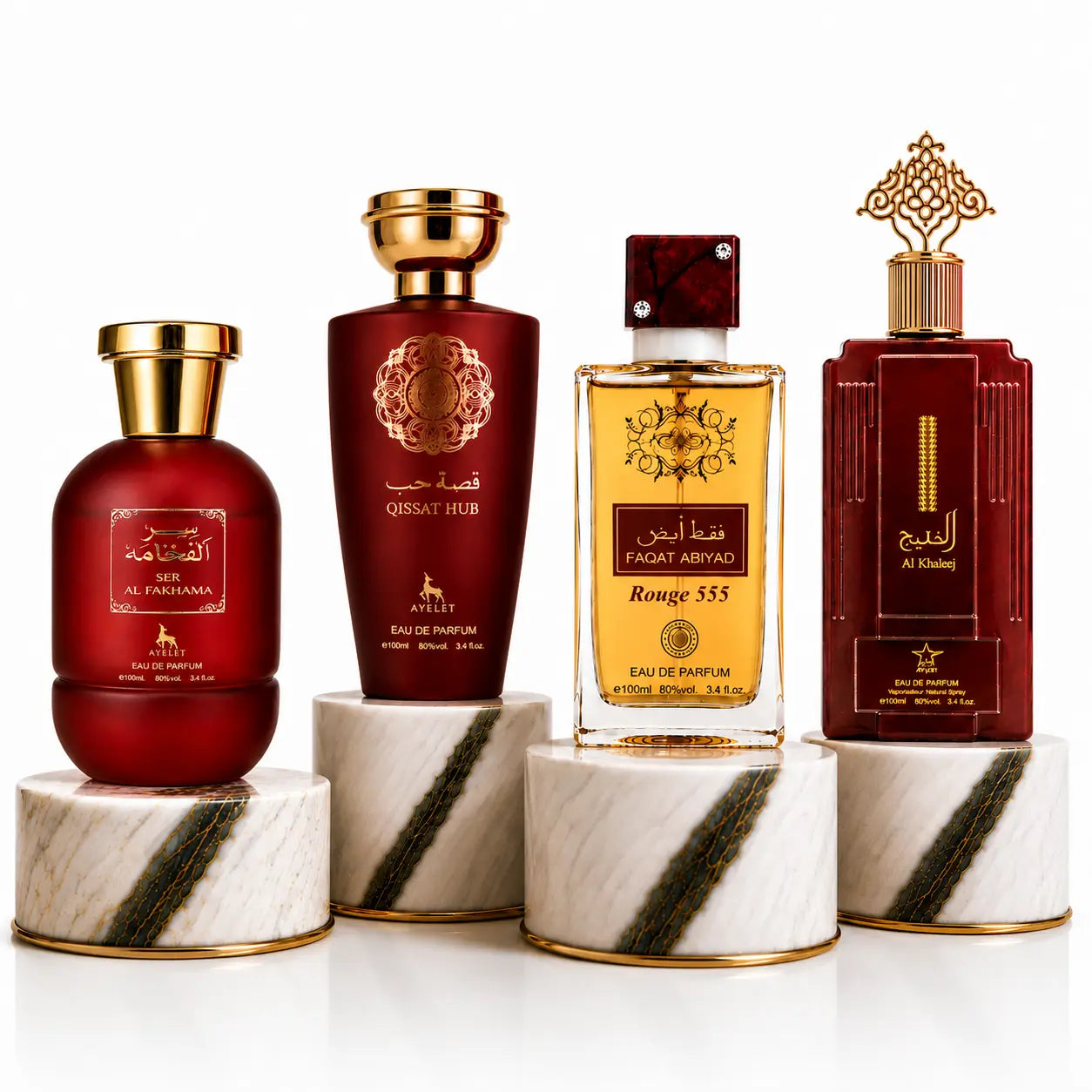 SET 4 - Ser Al Fakhama + Qissat Hub Red + Faqat Abiyad Rouge + Al Khaleej